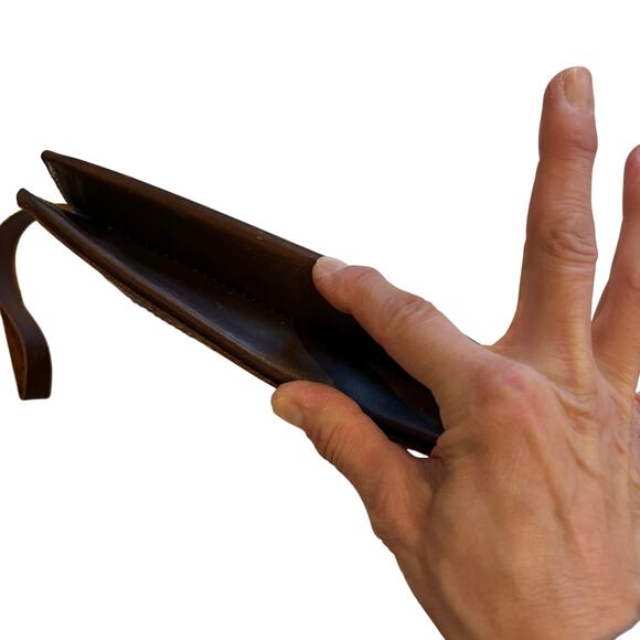 Portland Leather Goods Brown Leather Envelope Clutch Wristlet - Picture 13 of 15